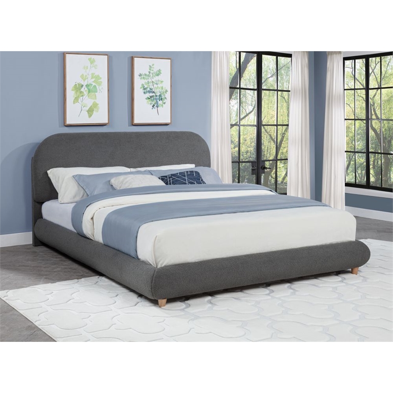 Best Master Furniture Cteris Fleece Low Profile Bed Frame (Queen/ Gray)
