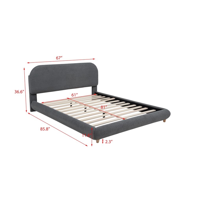 Best Master Furniture Cteris Fleece Low Profile Bed Frame (Queen/ Gray)