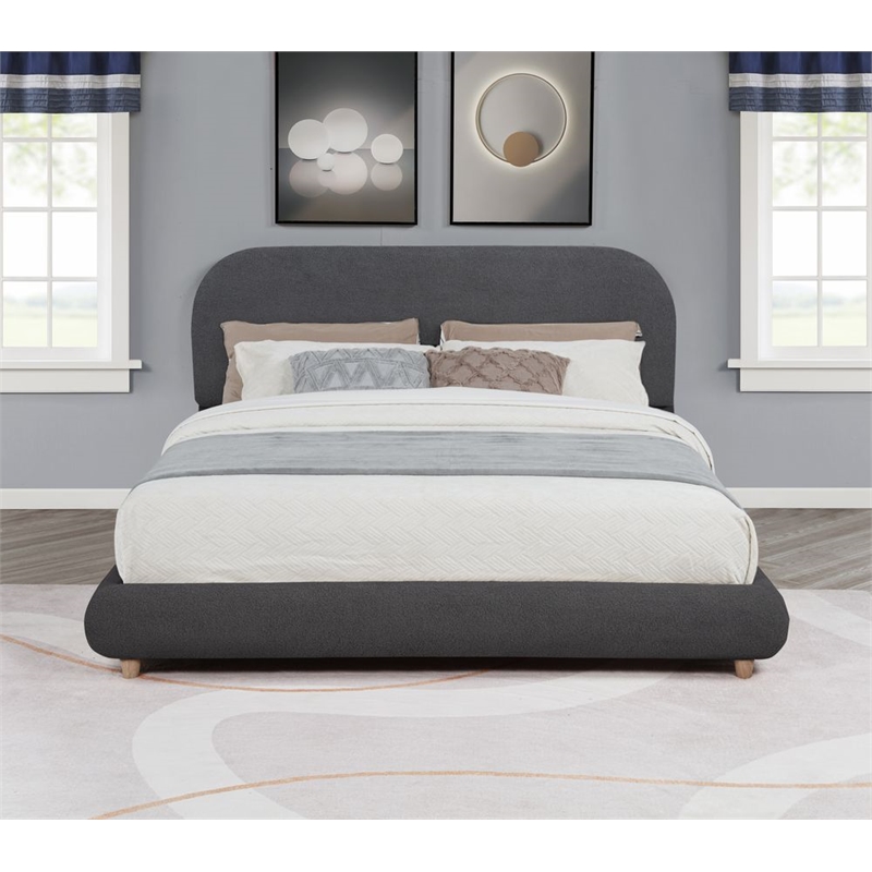 Best Master Furniture Cteris Fleece Low Profile Bed Frame (Queen/ Gray)