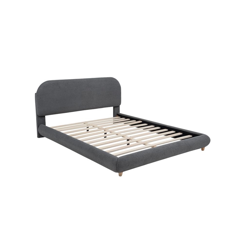 Best Master Furniture Cteris Fleece Low Profile Bed Frame (Queen/ Gray)