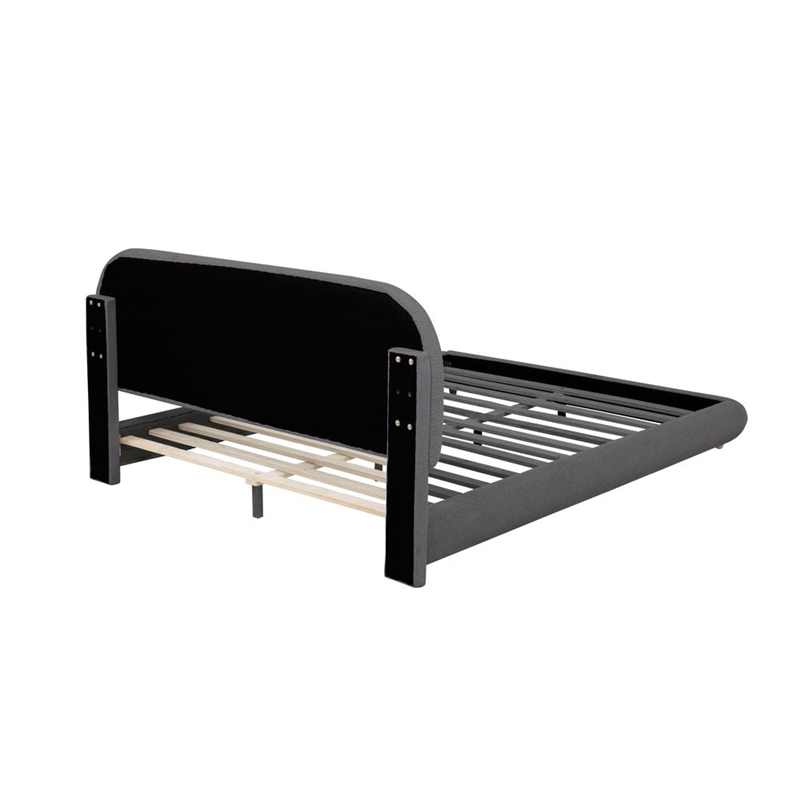 Best Master Furniture Cteris Fleece Low Profile Bed Frame (Queen/ Gray)