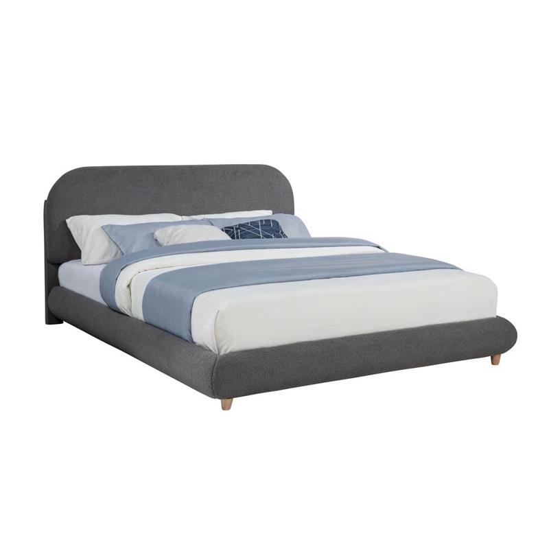 Best Master Furniture Cteris Fleece Low Profile Bed Frame (Queen/ Gray)