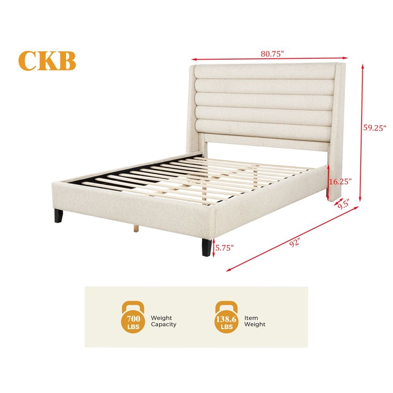 Best Master Furniture Tlerae Modern Upholstered Bed Frame (California King/ Oat)