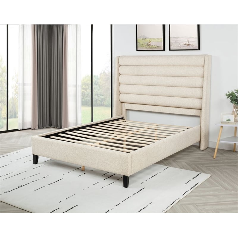 Best Master Furniture Tlerae Modern Upholstered Bed Frame (Eastern King/ Oat)