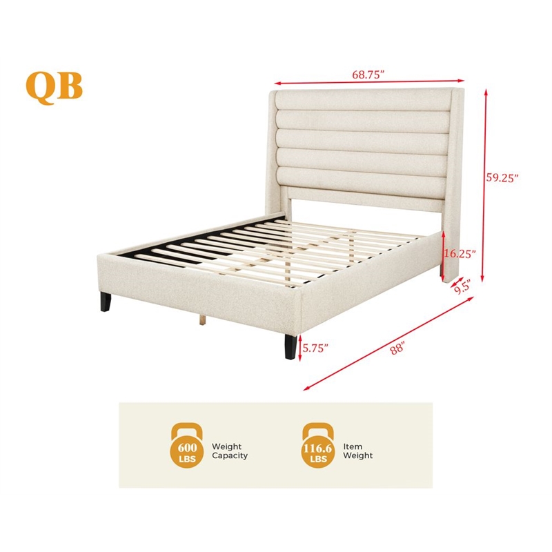 Best Master Furniture Tlerae Modern Upholstered Bed Frame (Queen/ Oat)