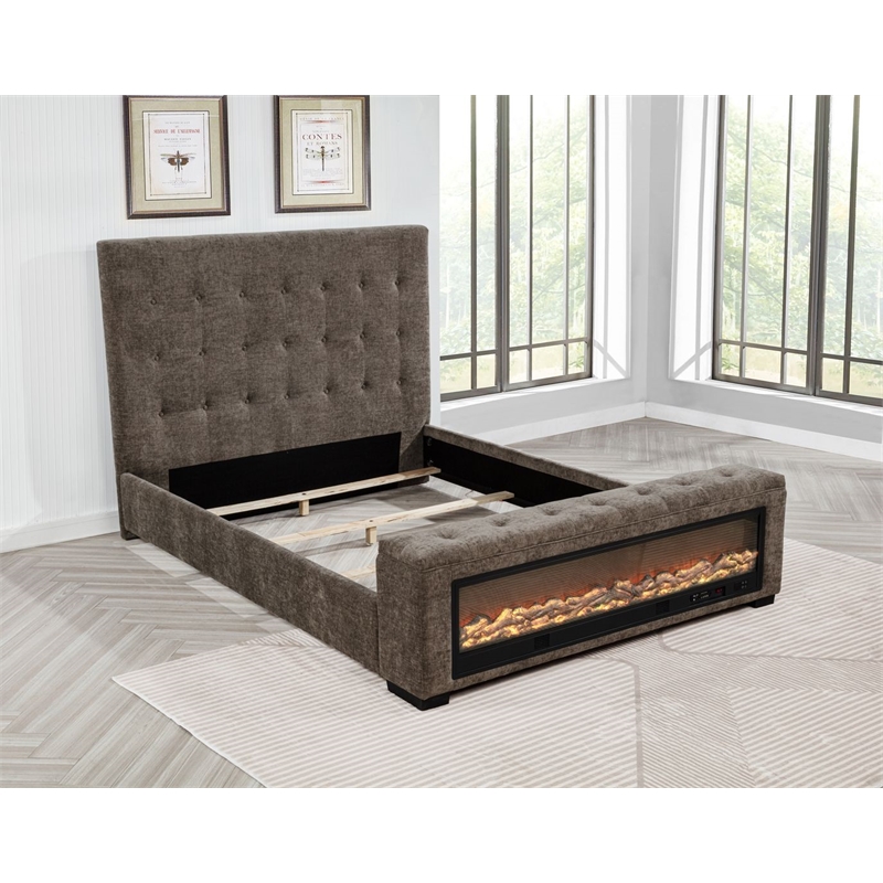 Best Master Furniture Umeria Modern Bed Frame (Eastern King/ Gray Chenille)