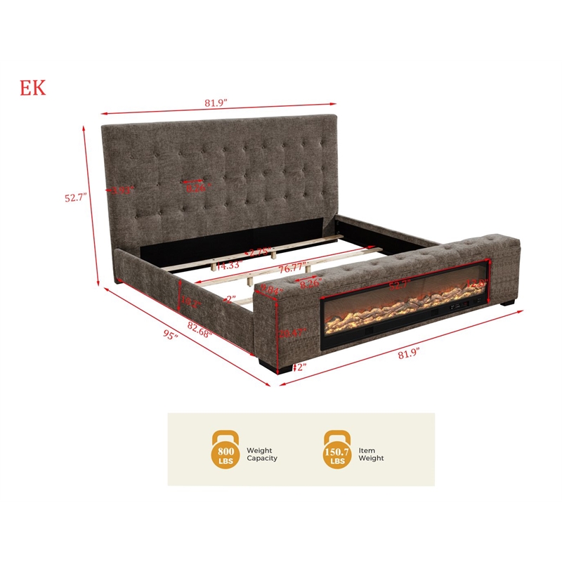 Best Master Furniture Umeria Modern Bed Frame (Eastern King/ Gray Chenille)