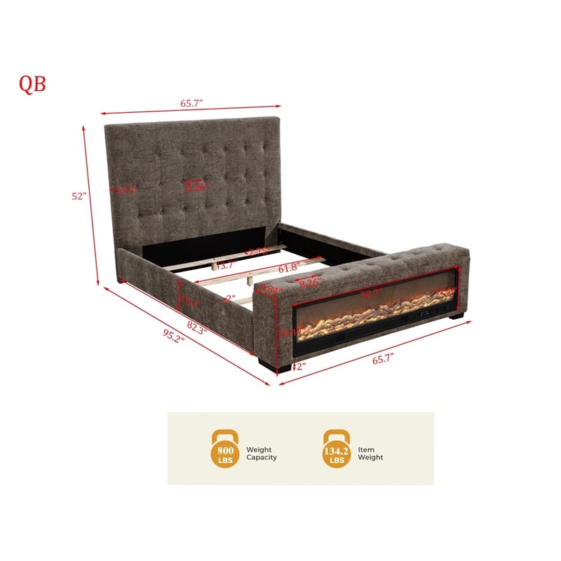 Best Master Furniture Umeria Modern Bed Frame (Queen/ Gray Chenille)