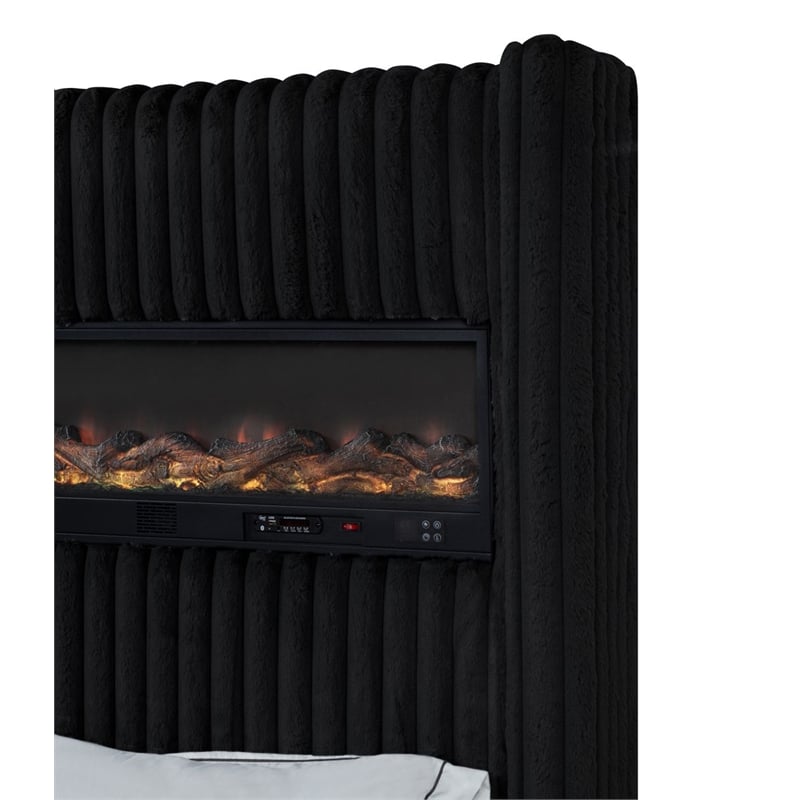 Best Master Furniture Uphoria Rabbit Velvet Bed Frame (California King/ Black)