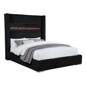 Best Master Furniture Uphoria Rabbit Velvet Bed Frame (California King/ Black)