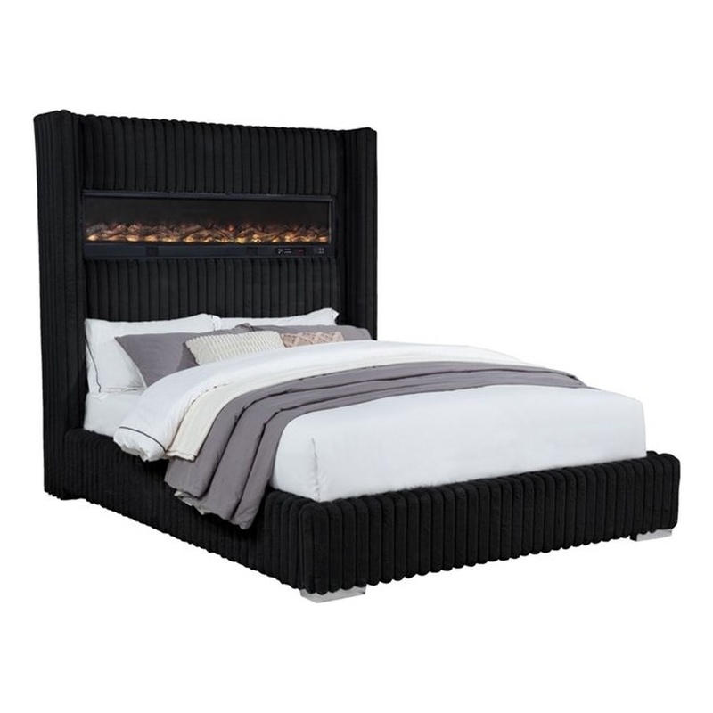 Best Master Furniture Uphoria Rabbit Velvet Bed Frame (Queen/ Black)