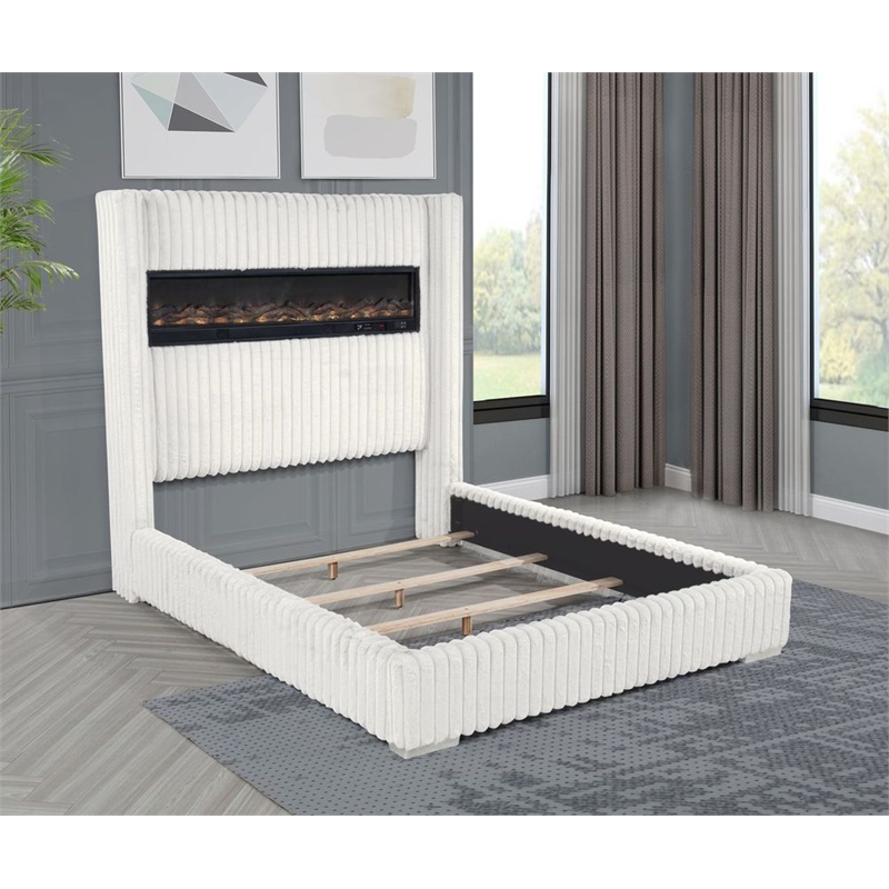 Best Master Furniture Uphoria Rabbit Velvet Bed Frame (Eastern King/ Cream)