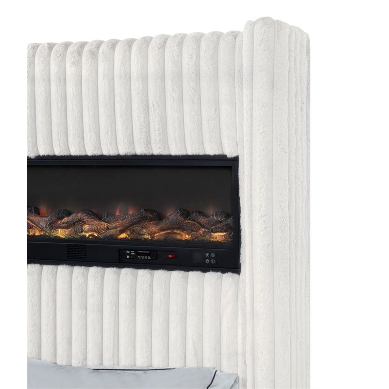 Best Master Furniture Uphoria Rabbit Velvet Bed Frame (Eastern King/ Cream)