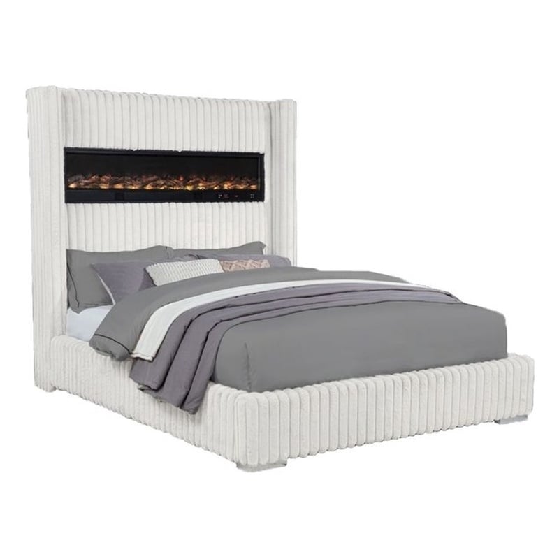 Best Master Furniture Uphoria Rabbit Velvet Bed Frame (Eastern King/ Cream)