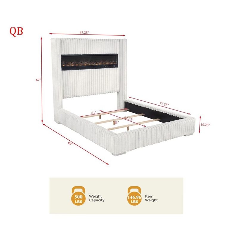 Best Master Furniture Uphoria Rabbit Velvet Bed Frame (Queen/ Cream)