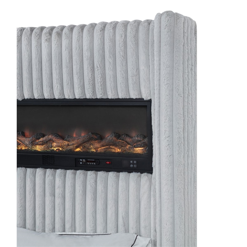 Best Master Furniture Uphoria Rabbit Velvet Bed Frame (Eastern King/ Gray)