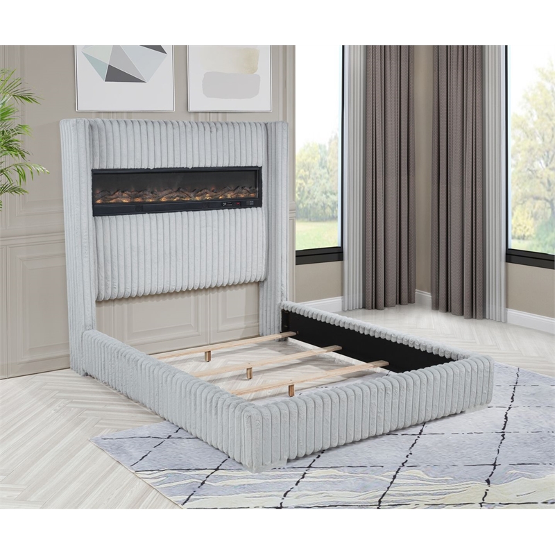 Best Master Furniture Uphoria Rabbit Velvet Bed Frame (Queen/ Gray)