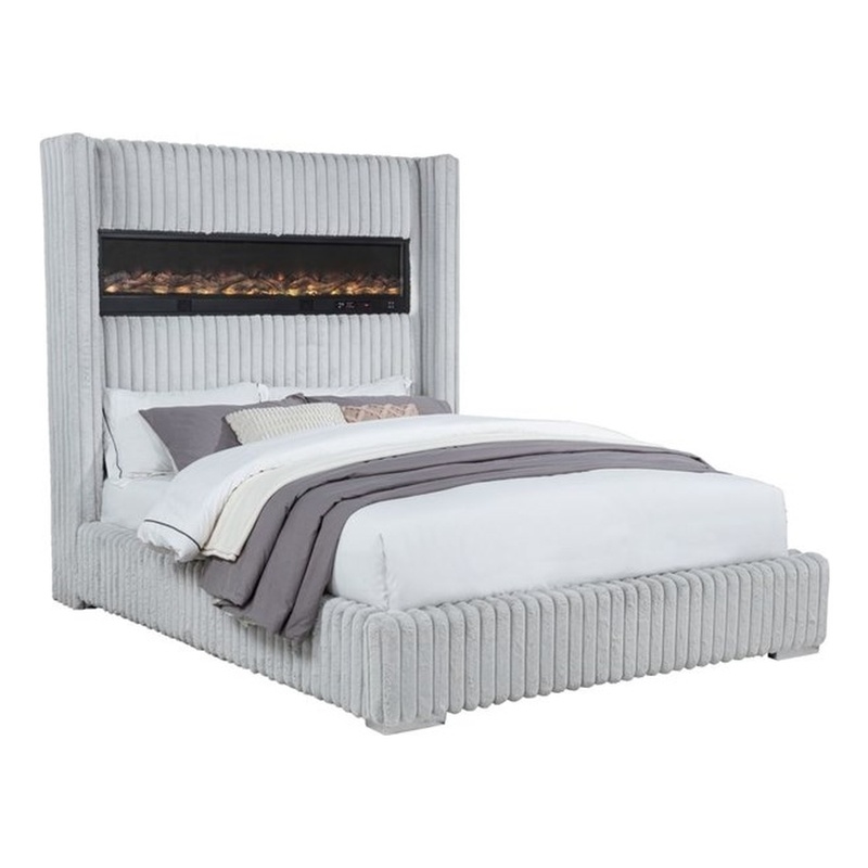 Best Master Furniture Uphoria Rabbit Velvet Bed Frame (Queen/ Gray)