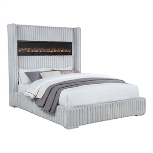 Best Master Furniture Uphoria Rabbit Velvet Bed Frame (Queen/ Gray)