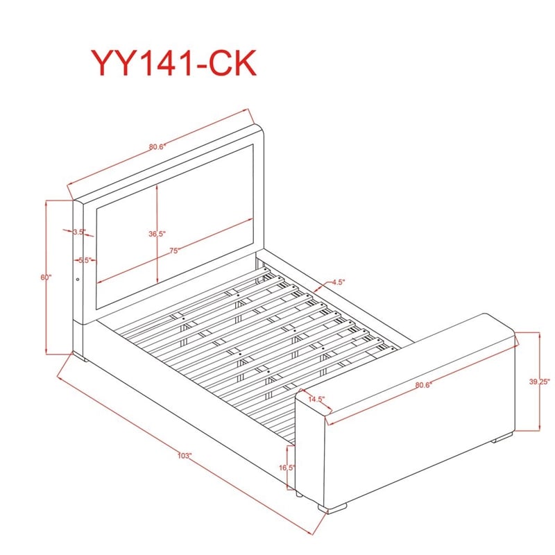 Best Master Furniture Yureya Starry Fabric Bed Frame (California King/ Black)