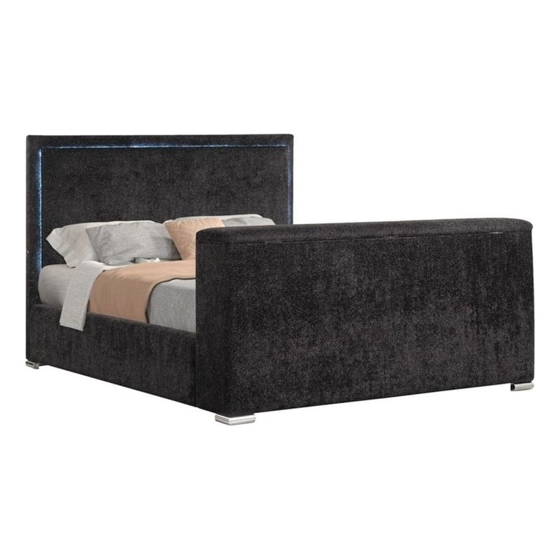 Best Master Furniture Yureya Starry Fabric Bed Frame (California King/ Black)