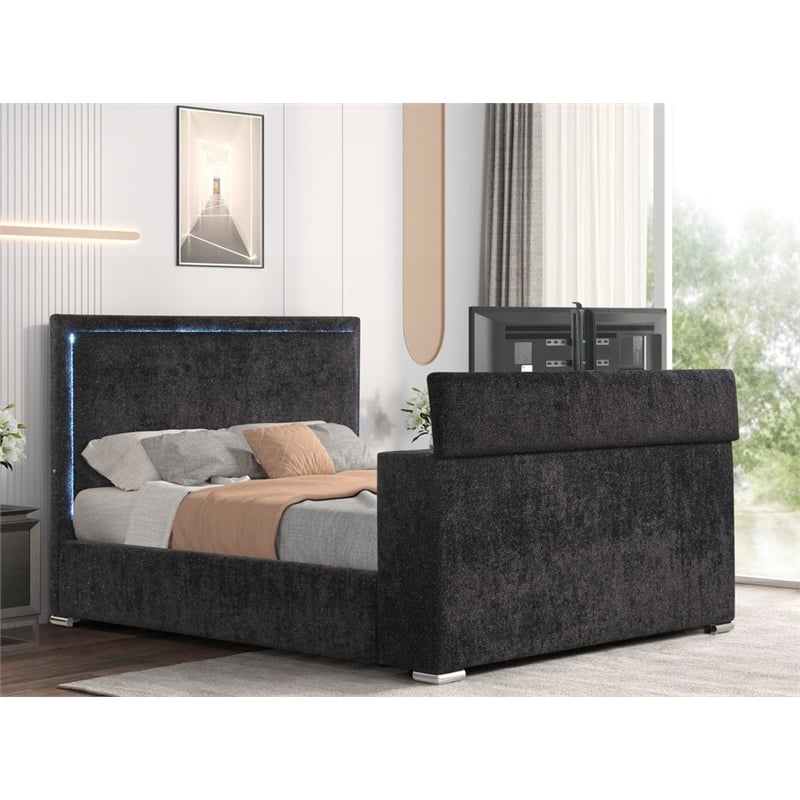 Best Master Furniture Yureya Starry Fabric Bed Frame (Eastern King/ Black)