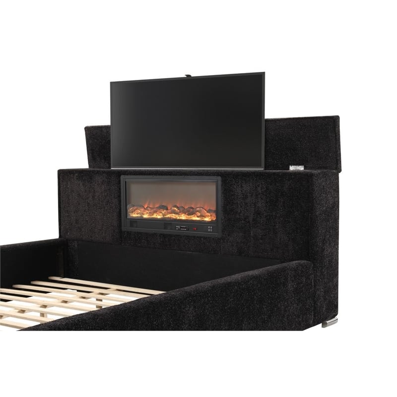 Best Master Furniture Yureya Starry Fabric Bed Frame (Eastern King/ Black)