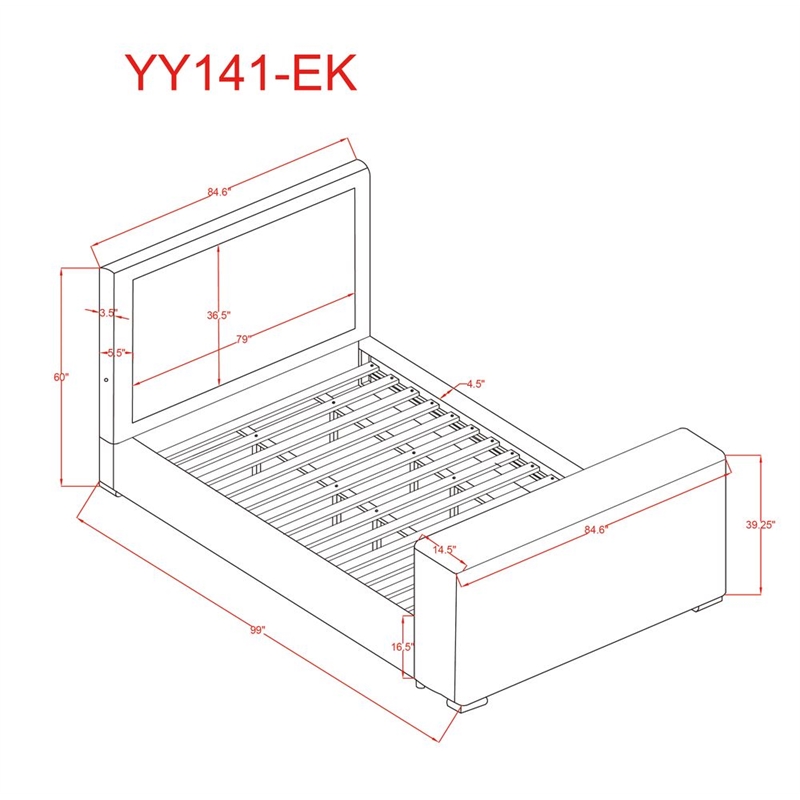 Best Master Furniture Yureya Starry Fabric Bed Frame (Eastern King/ Black)