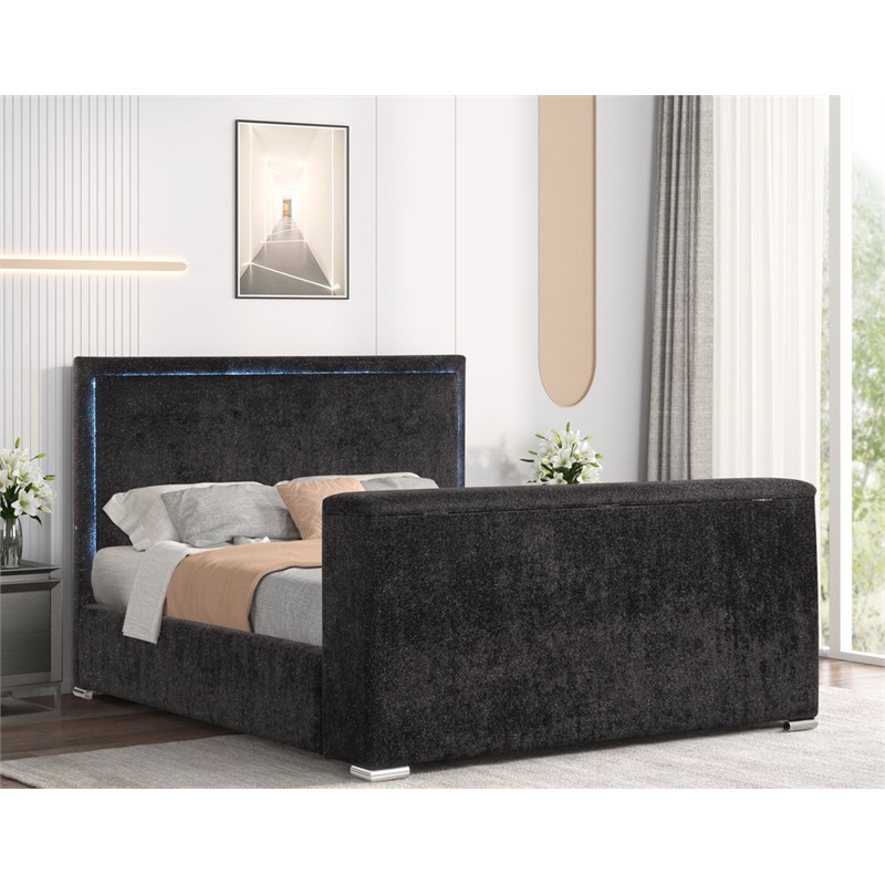 Best Master Furniture Yureya Starry Fabric Bed Frame (Queen/ Black)