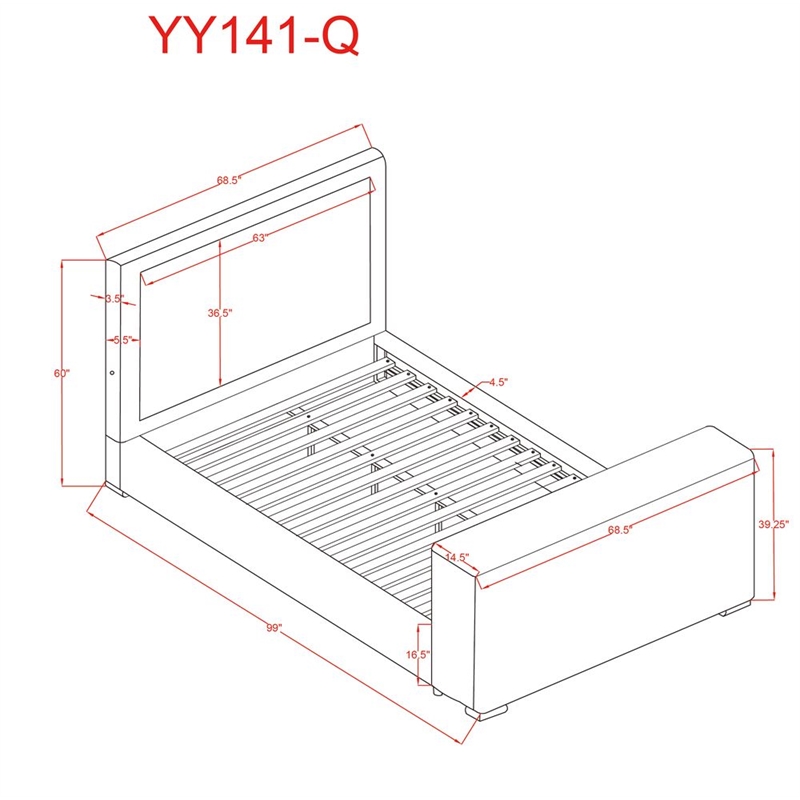 Best Master Furniture Yureya Starry Fabric Bed Frame (Queen/ Black)