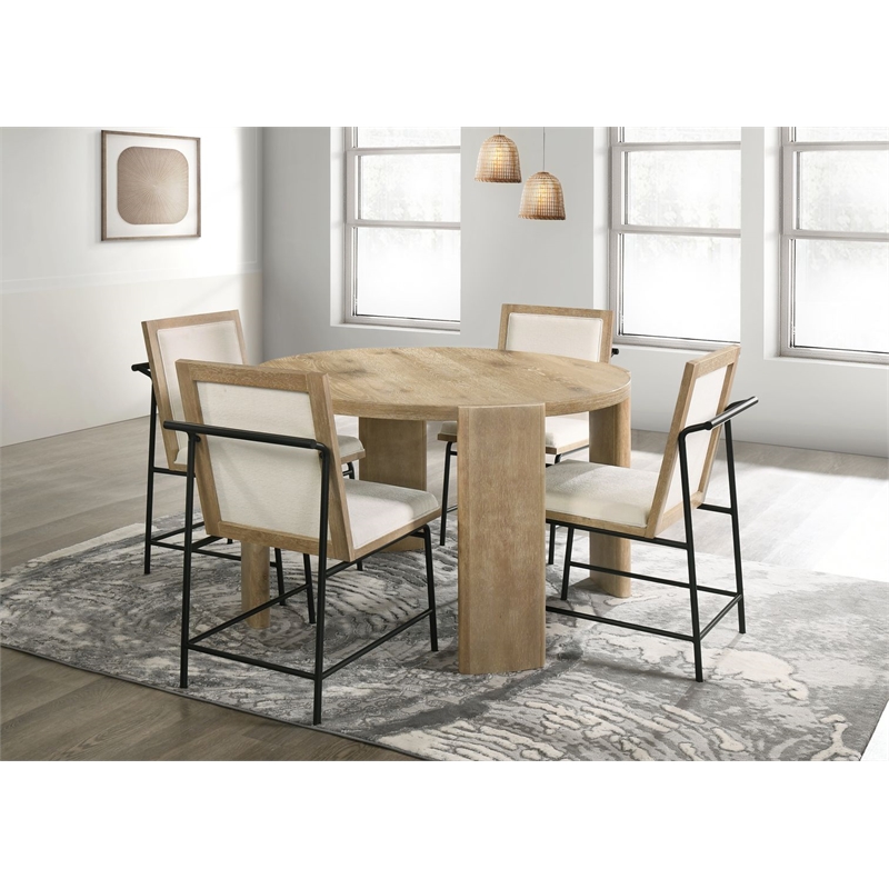 Best Master Furniture Bristol 5-Piece Kepler Driftwood Round Dining Set