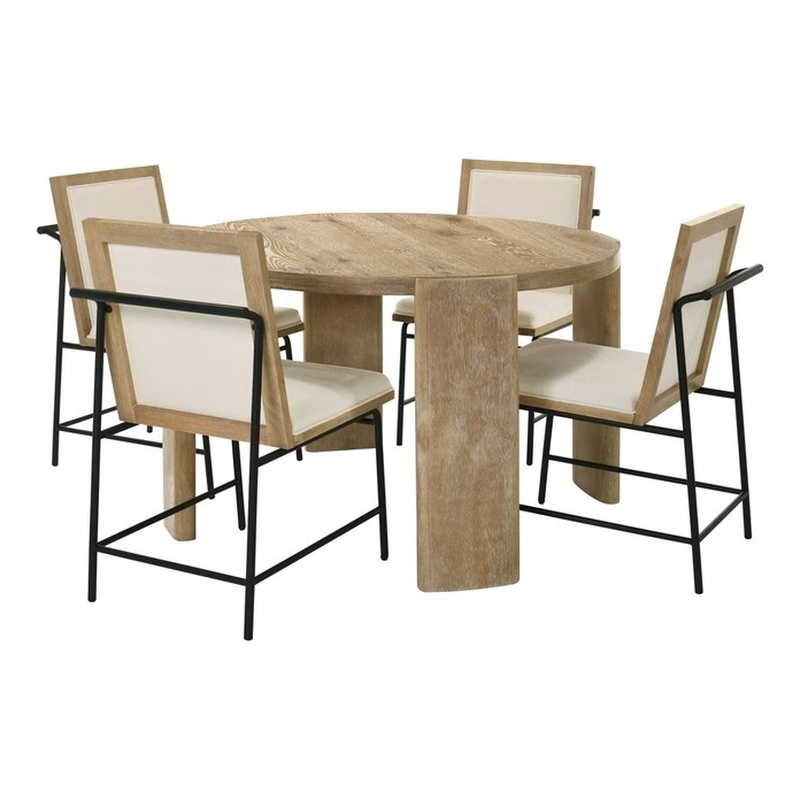 Best Master Furniture Bristol 5-Piece Kepler Driftwood Round Dining Set