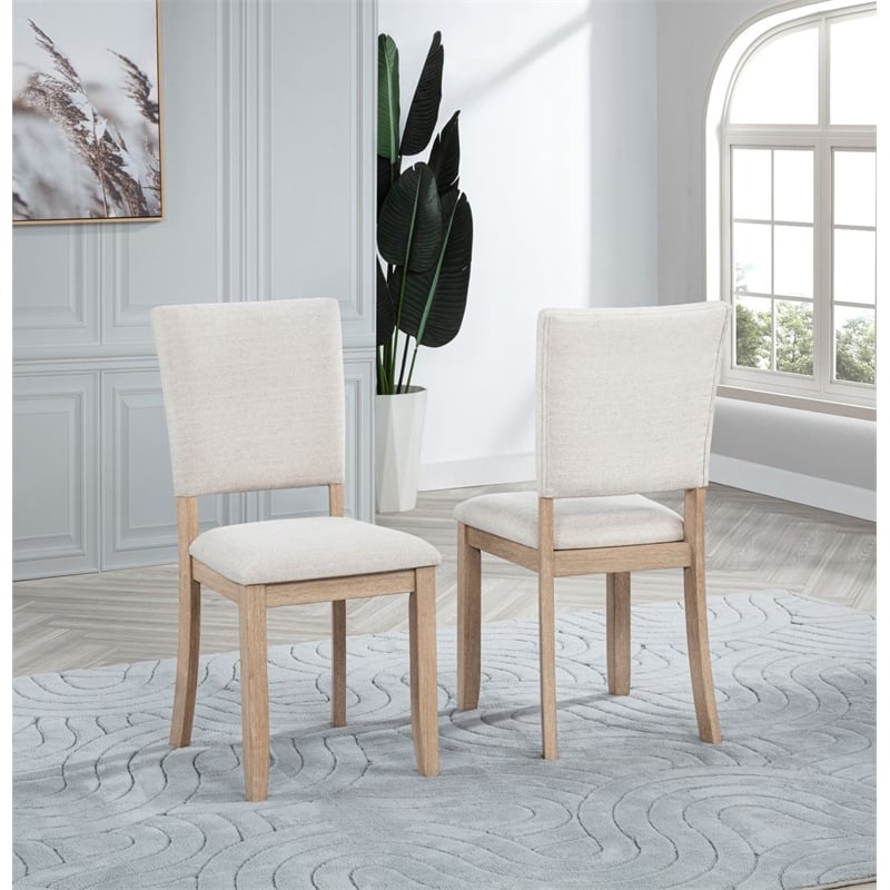 Best Master Furniture Camden Beige with Light Oak Dining Chairs (Set of 2)