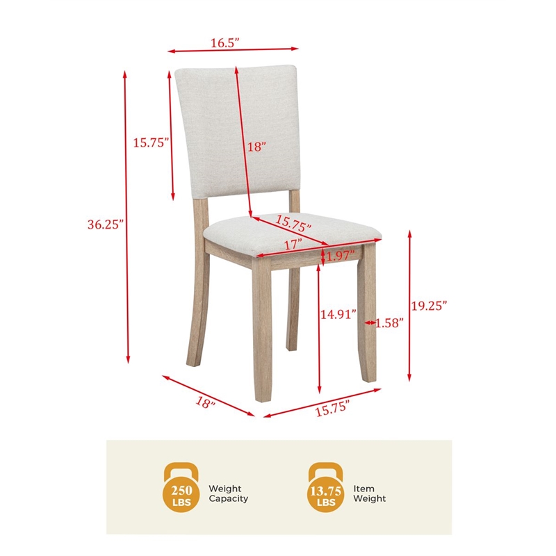 Best Master Furniture Camden Beige with Light Oak Dining Chairs (Set of 2)