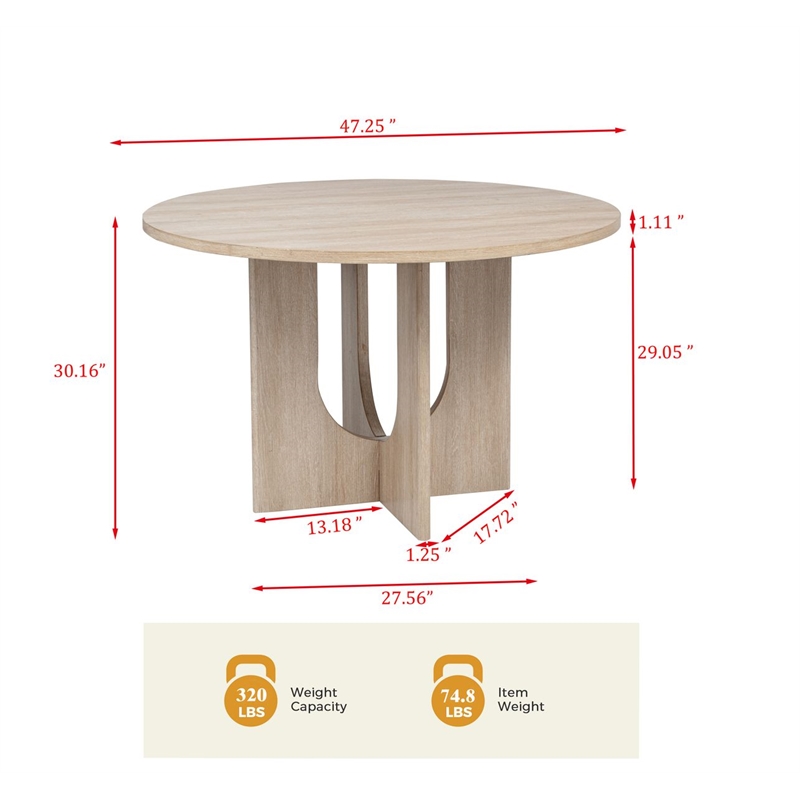 Best Master Furniture Camden Modern Light Oak Round Dining Table