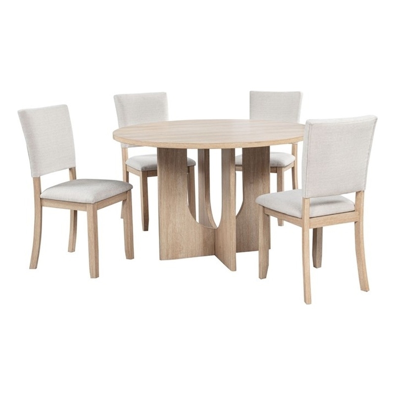 Best Master Furniture Camden 5-Piece Modern Light Oak Round Dining Set