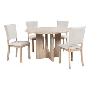 Best Master Furniture Camden 5-Piece Modern Light Oak Round Dining Set