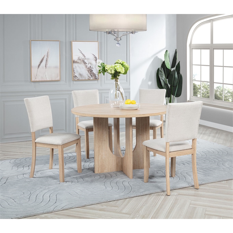 Best Master Furniture Camden 5-Piece Modern Light Oak Round Dining Set