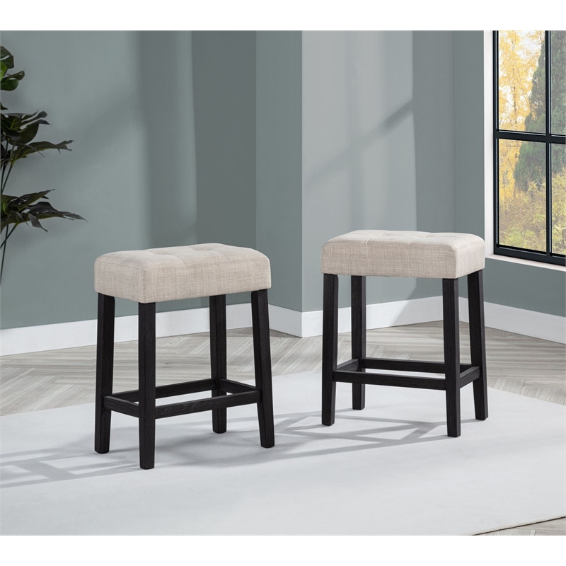 Best Master Furniture Caden Modern Beige Counter Height Bar Stools (Set of 2)