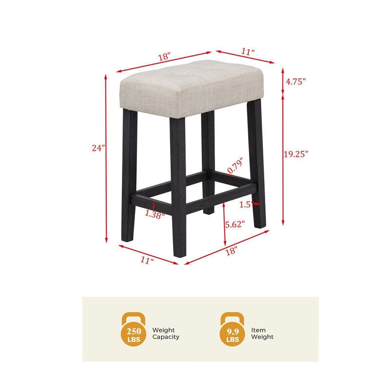 Best Master Furniture Caden Modern Beige Counter Height Bar Stools (Set of 2)