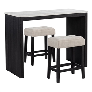 Best Master Furniture Caden 3-Piece Rectangle Beige Marble Look Top Bar Set