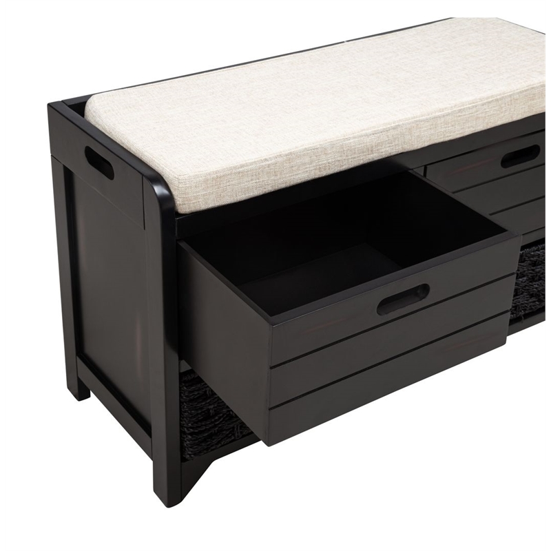 Best Master Furniture Delport Storage Bench with Padded Cushion (Espresso)