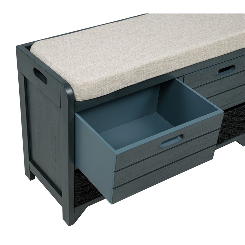 Best Master Furniture Delport Storage Bench with Padded Cushion (Deep Sea Dive)