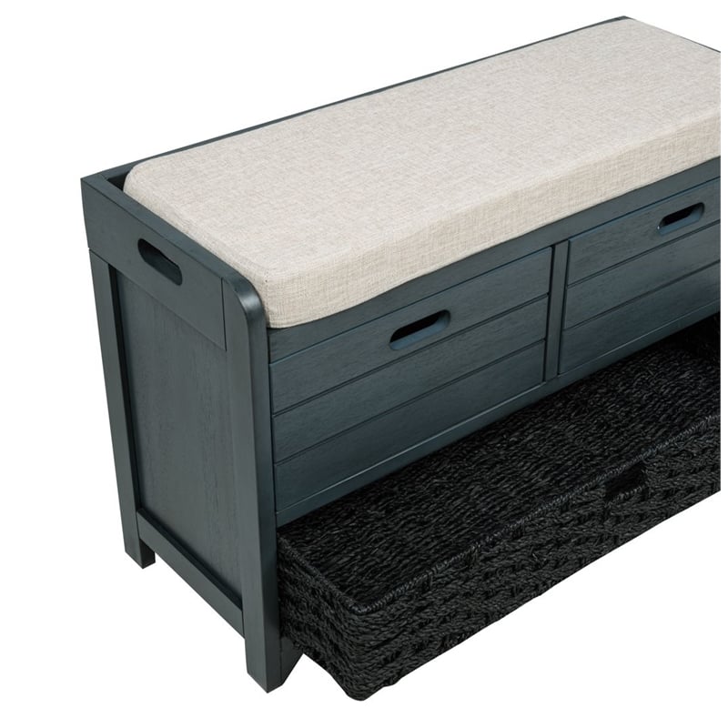 Best Master Furniture Delport Storage Bench with Padded Cushion (Deep Sea Dive)