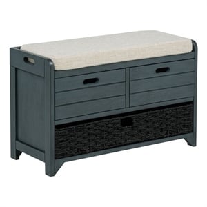 Best Master Furniture Delport Storage Bench with Padded Cushion (Deep Sea Dive)