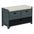 Best Master Furniture Delport Storage Bench with Padded Cushion (Deep Sea Dive)