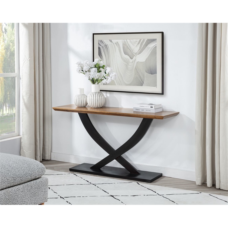 Best Master Furniture Danport Transitional Natural Top Rectangle Console Table