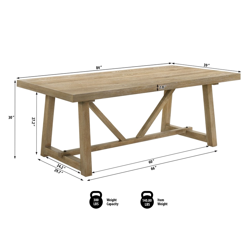 Best Master Furniture Malibu Transitional Driftwood Rectangle Dining Table