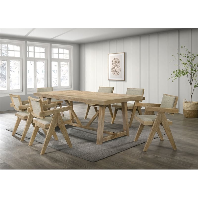 Best Master Furniture Malibu 7-Piece Transitional Driftwood Rectangle Dining Set