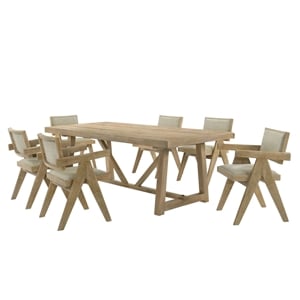 Best Master Furniture Malibu 7-Piece Transitional Driftwood Rectangle Dining Set
